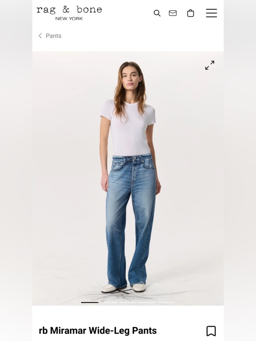 rag & bone Mid Wash Wide-Leg Miramar cotton terry Jeans